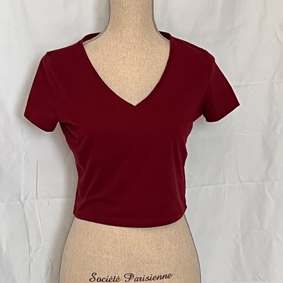 wild fable Tops - Wild Fable Burgundy V-Neck Crop Top EUC soft and comfortable